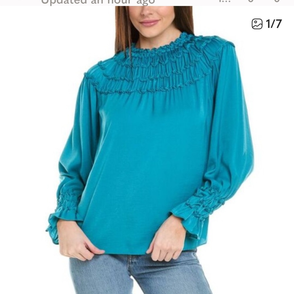 Kobi Halperin Marti Blouse Teal Detail XL NWT